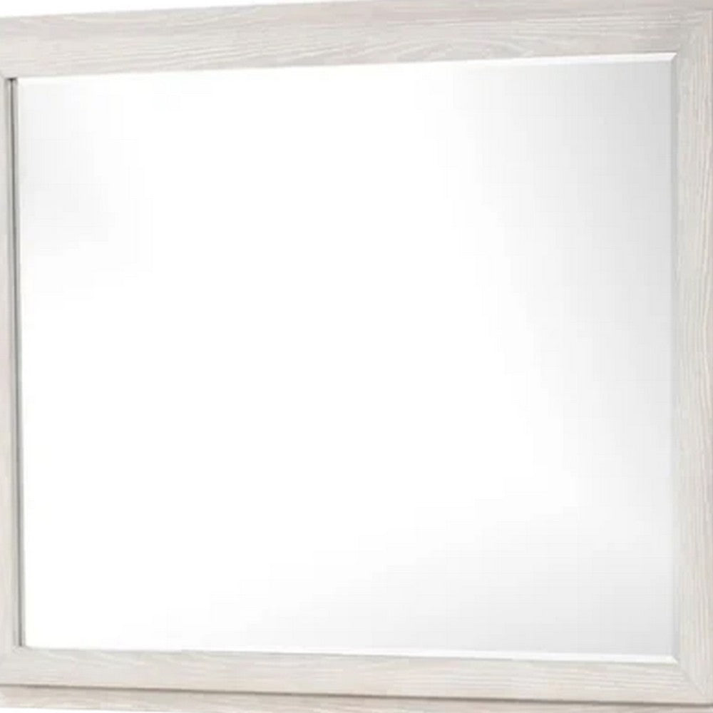 Loji 48 Inch Dresser Mirror, Weathered Gray Frame, Solid Rubberwood - BM339294