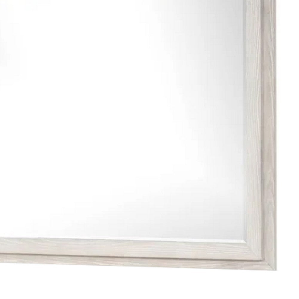 Loji 48 Inch Dresser Mirror, Weathered Gray Frame, Solid Rubberwood - BM339294