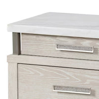 Loji Nightstand, 3 Drawers, White Marble Top, Weathered Gray, 29 Inch - BM339295