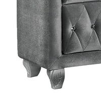 Rea Nightstand, 26 Inch, 2 Drawers, Button Tufted Gray Fabric - BM339296