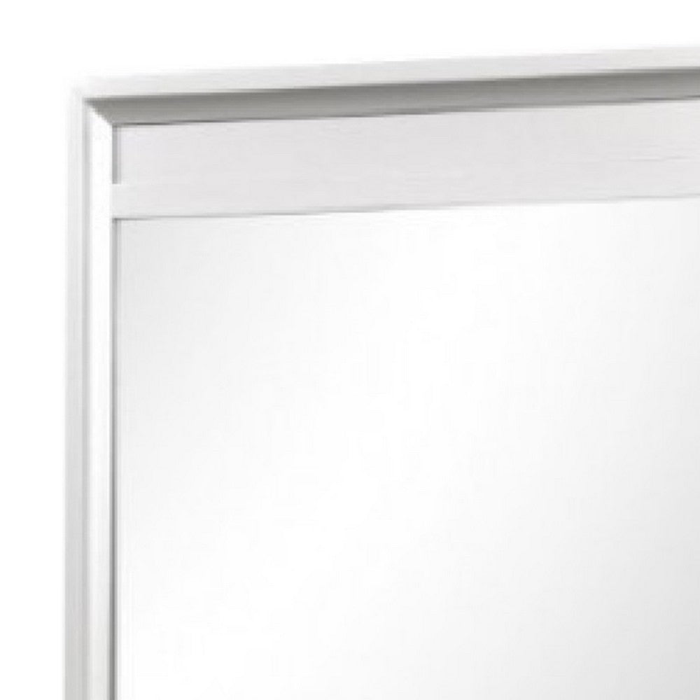 Broy 40 Inch Dresser Mirror, Champagne Gray Wood, Rounded Edges - BM339299