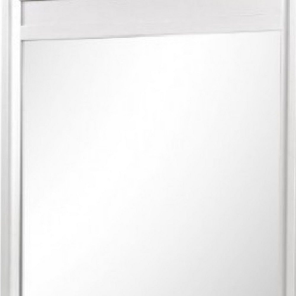 Broy 40 Inch Dresser Mirror, Champagne Gray Wood, Rounded Edges - BM339299