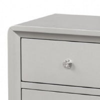 Broy Nightstand, 2 Drawers, Crystal Knobs, Champagne Gray Wood 25 Inch - BM339300