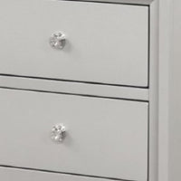 Broy Nightstand, 2 Drawers, Crystal Knobs, Champagne Gray Wood 25 Inch - BM339300