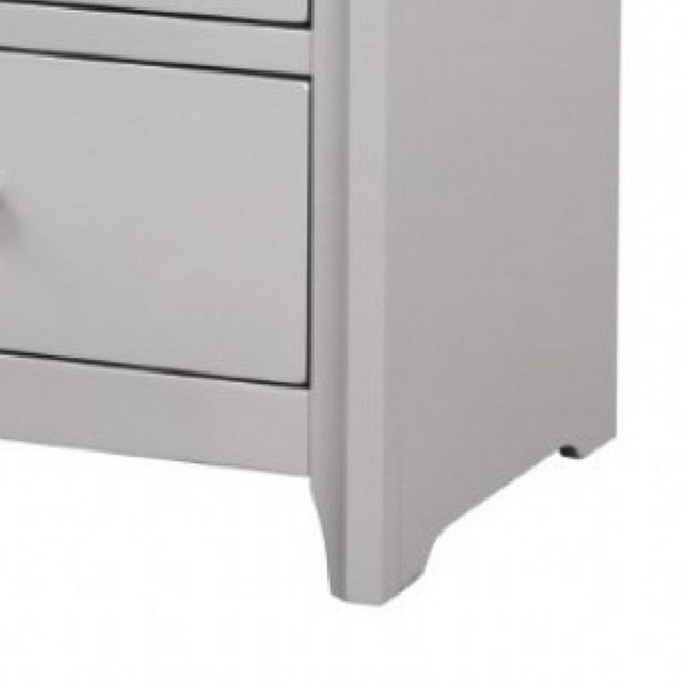 Broy Nightstand, 2 Drawers, Crystal Knobs, Champagne Gray Wood 25 Inch - BM339300
