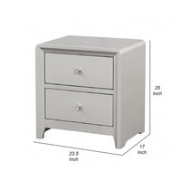 Broy Nightstand, 2 Drawers, Crystal Knobs, Champagne Gray Wood 25 Inch - BM339300