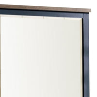 Tela 36 Inch Dresser Mirror, Blue Pinewood Frame, Dark Brown Top - BM339303