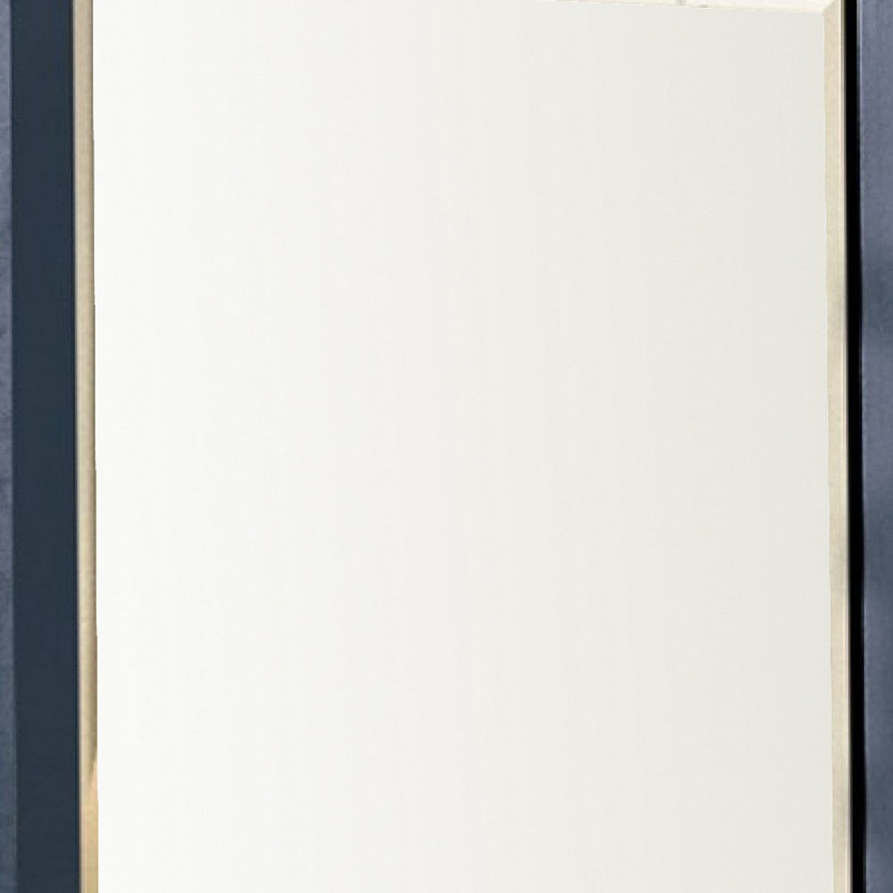 Tela 36 Inch Dresser Mirror, Blue Pinewood Frame, Dark Brown Top - BM339303