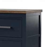 Tela Nightstand, 2 Drawers, Metal Handles, 25 Inch Blue Solid Pinewood - BM339304