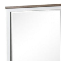 Tela Dresser Mirror, White Pinewood Frame, Dark Brown Top, 36 Inch - BM339306