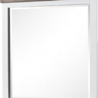 Tela Dresser Mirror, White Pinewood Frame, Dark Brown Top, 36 Inch - BM339306
