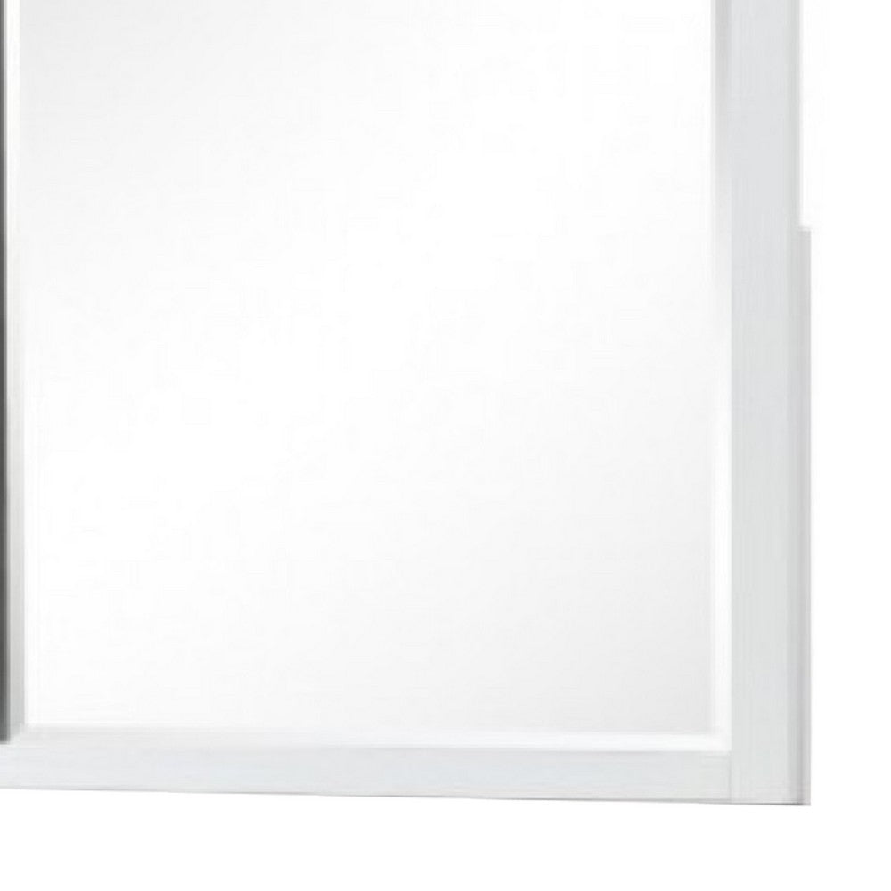 Tela Dresser Mirror, White Pinewood Frame, Dark Brown Top, 36 Inch - BM339306