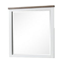 Tela Dresser Mirror, White Pinewood Frame, Dark Brown Top, 36 Inch - BM339306