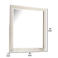 Hyao Dresser Mirror, White Wash Veneer, 38 Inch Square Frame - BM339310