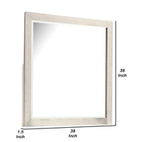 Hyao Dresser Mirror, White Wash Veneer, 38 Inch Square Frame - BM339310