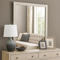 Hyao Dresser Mirror, White Wash Veneer, 38 Inch Square Frame - BM339310