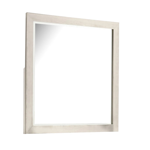 Hyao Dresser Mirror, White Wash Veneer, 38 Inch Square Frame - BM339310