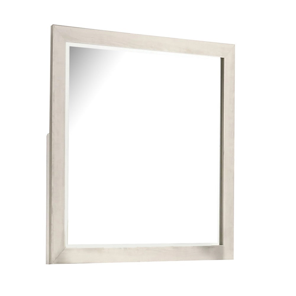 Hyao Dresser Mirror, White Wash Veneer, 38 Inch Square Frame - BM339310