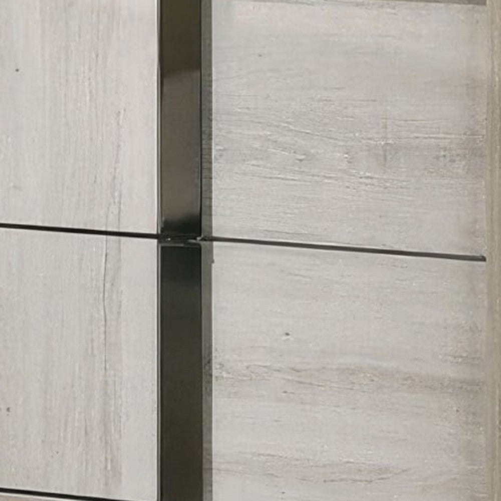 Hyao Nightstand, 26 Inch, 2 Drawers, Chrome Handles, White Wash Veneer - BM339311