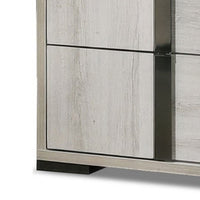Hyao Nightstand, 26 Inch, 2 Drawers, Chrome Handles, White Wash Veneer - BM339311