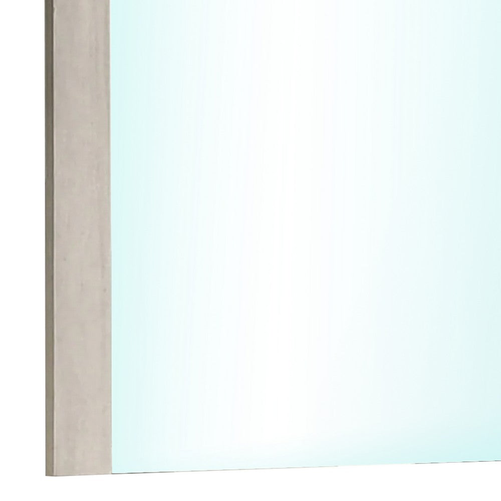 Nomi Dresser Mirror, 44 Inch White Wash Rectangular Wood Frame - BM339314