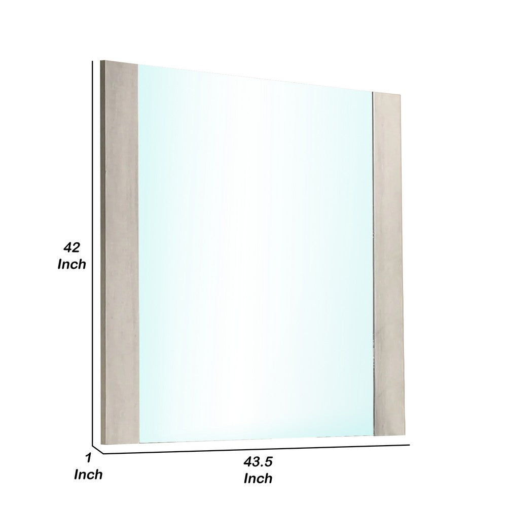 Nomi Dresser Mirror, 44 Inch White Wash Rectangular Wood Frame - BM339314