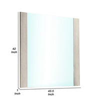 Nomi Dresser Mirror, 44 Inch White Wash Rectangular Wood Frame - BM339314