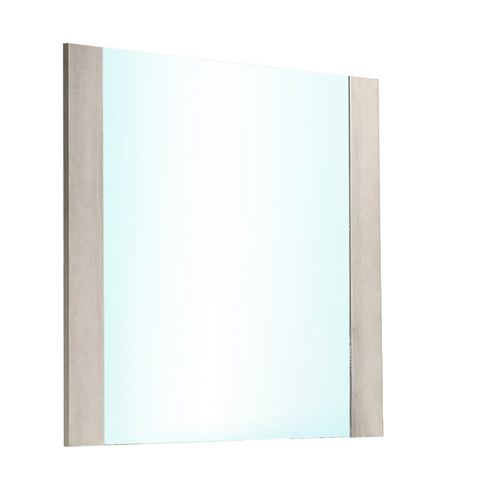 Nomi Dresser Mirror, 44 Inch White Wash Rectangular Wood Frame - BM339314