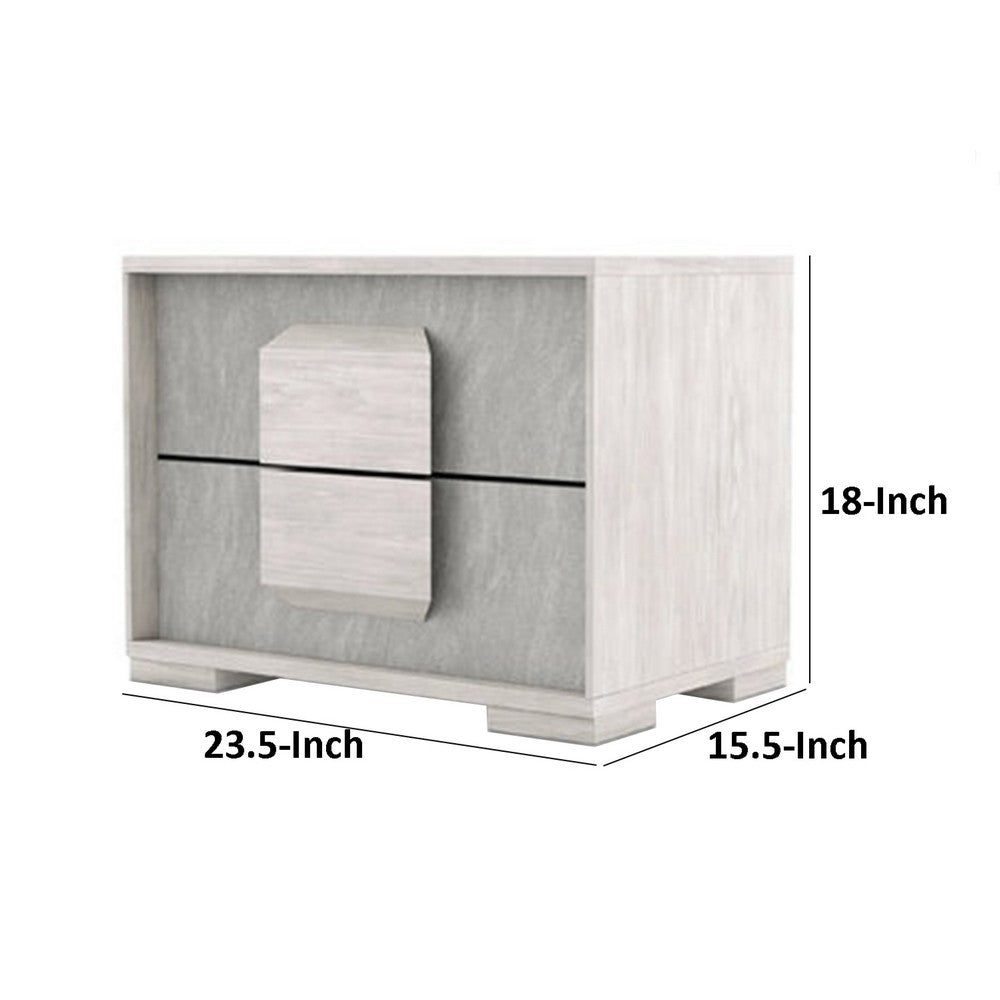 Nomi Nightstand, 2 Drawers and Melamine Top, Stone Gray Front, 24 Inch - BM339315