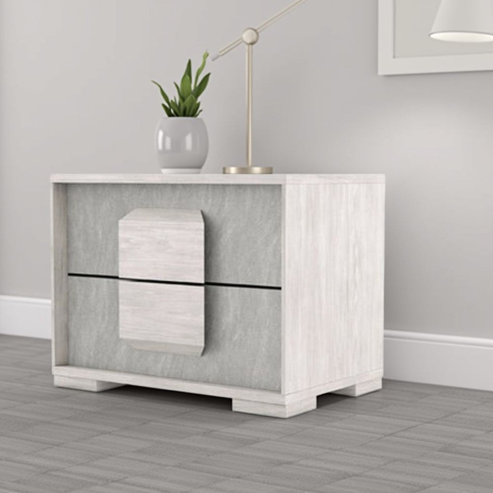 Nomi Nightstand, 2 Drawers and Melamine Top, Stone Gray Front, 24 Inch - BM339315