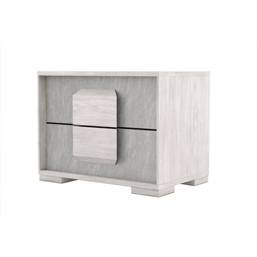 Nomi Nightstand, 2 Drawers and Melamine Top, Stone Gray Front, 24 Inch - BM339315