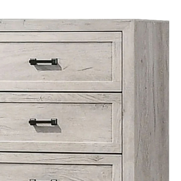 Miot Tall Dresser Chest, 4 Drawers w Metal Handles, White Wash Wood - BM339316