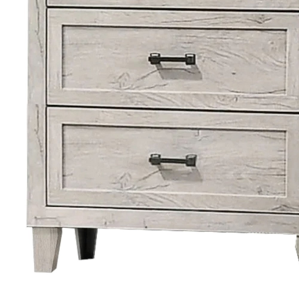 Miot Tall Dresser Chest, 4 Drawers w Metal Handles, White Wash Wood - BM339316