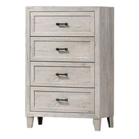 Miot Tall Dresser Chest, 4 Drawers w Metal Handles, White Wash Wood - BM339316