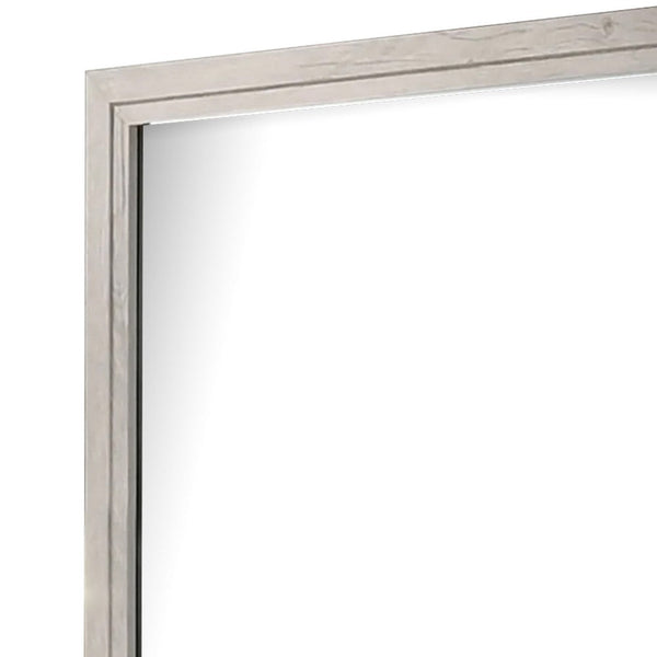 Miot Dresser Mirror, 39 Inch Square Wood Frame, White Wash - BM339318