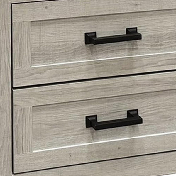 Miot Nightstand, 2 Drawers w Metal Handles, White Wash Wood, 24 Inch - BM339319