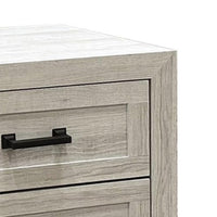 Miot Nightstand, 2 Drawers w Metal Handles, White Wash Wood, 24 Inch - BM339319