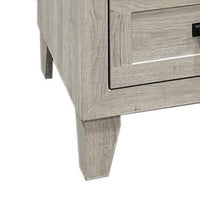 Miot Nightstand, 2 Drawers w Metal Handles, White Wash Wood, 24 Inch - BM339319