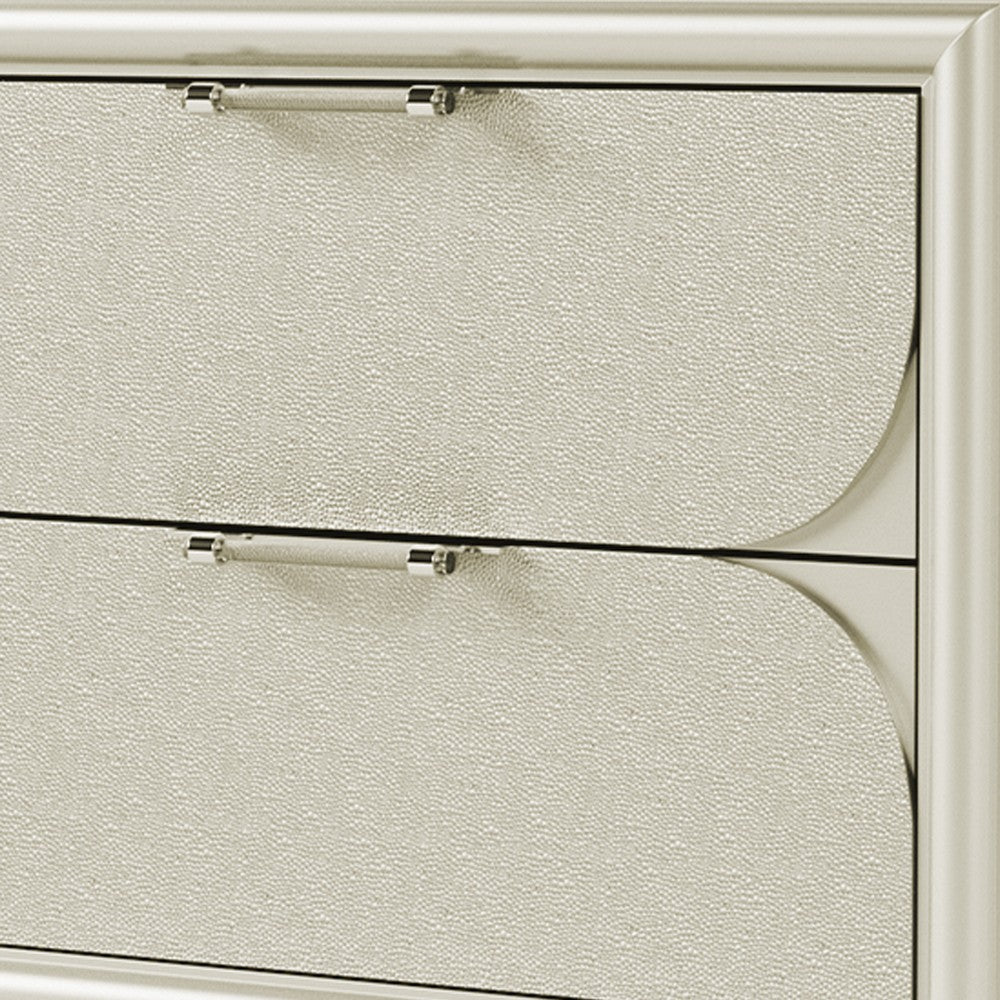 Zema Nightstand, 2 Drawers w Acrylic Handles, Silver Rubberwood, 30 Inch - BM339320