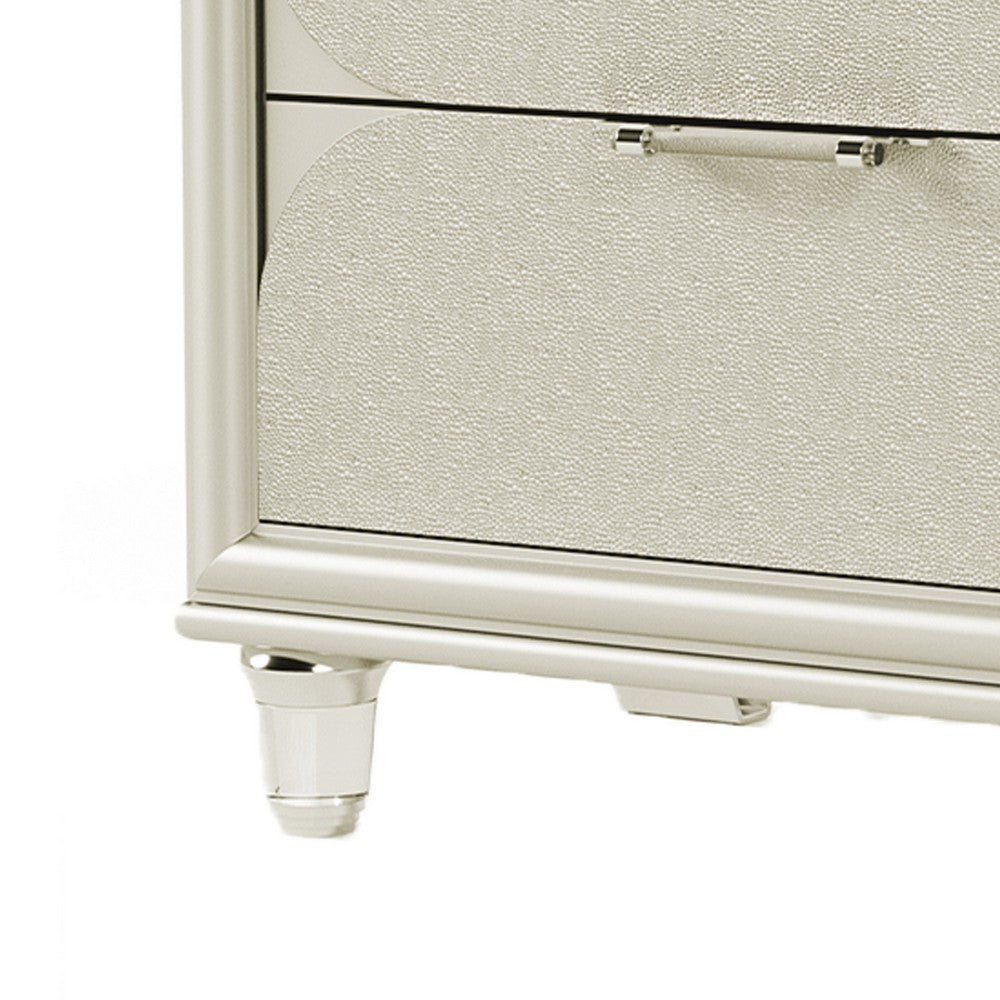 Zema Nightstand, 2 Drawers w Acrylic Handles, Silver Rubberwood, 30 Inch - BM339320
