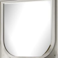 Dima Dresser Mirror, 38 Inch, White Rubberwood, Embossed Panels w LED - BM339322