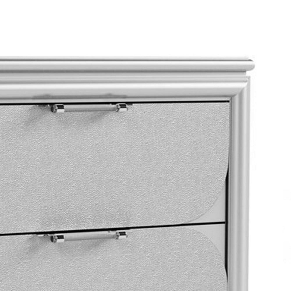 Dima Nightstand, 2 Drawers w Acrylic Handles, White Rubberwood, 24 Inch - BM339323