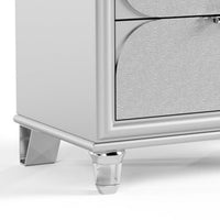 Dima Nightstand, 2 Drawers w Acrylic Handles, White Rubberwood, 24 Inch - BM339323