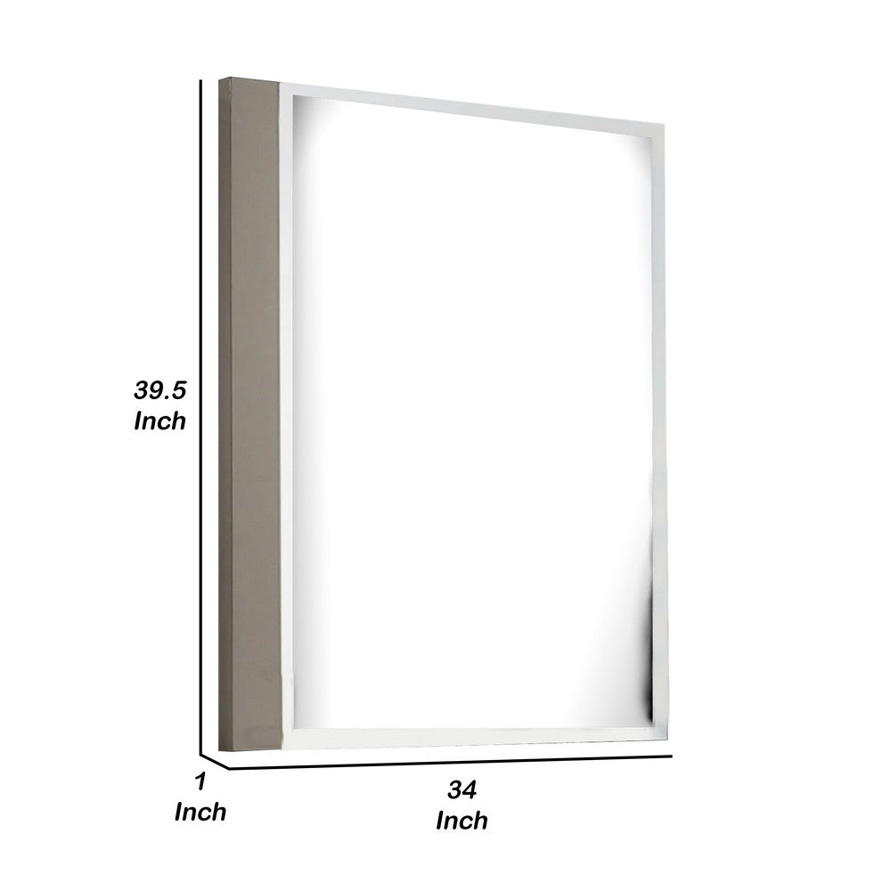 Suni Dresser Mirror, 40 Inch, Sleek Light Taupe Wood, Frameless Design - BM339326