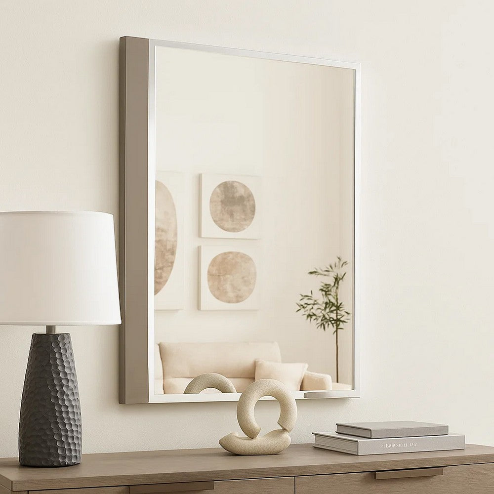Suni Dresser Mirror, 40 Inch, Sleek Light Taupe Wood, Frameless Design - BM339326