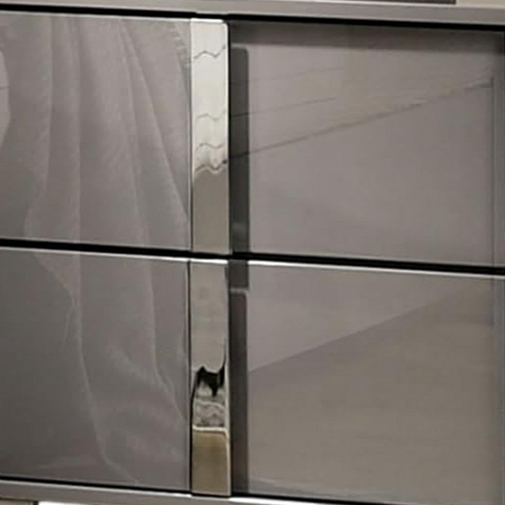 Suni Nightstand, Light Taupe Wood with UV Finish, 2 Drawers, 24 Inch - BM339327