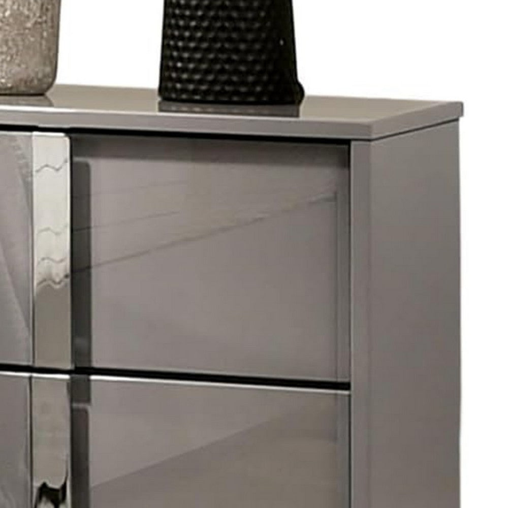 Suni Nightstand, Light Taupe Wood with UV Finish, 2 Drawers, 24 Inch - BM339327