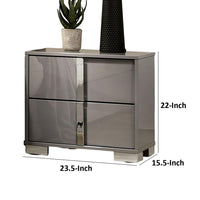 Suni Nightstand, Light Taupe Wood with UV Finish, 2 Drawers, 24 Inch - BM339327