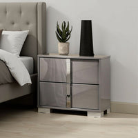 Suni Nightstand, Light Taupe Wood with UV Finish, 2 Drawers, 24 Inch - BM339327