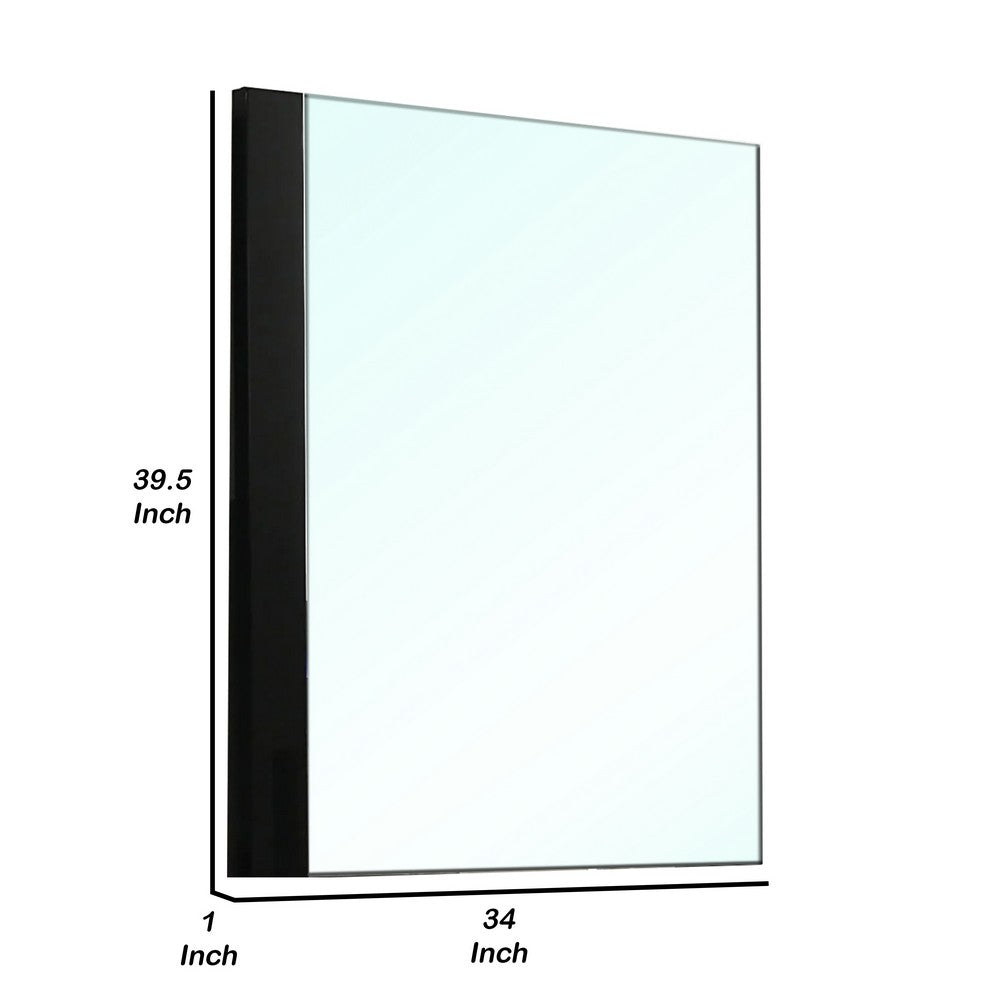 Suni Dresser Mirror, 40 Inch, Sleek Piano Black Wood, Frameless Design - BM339330